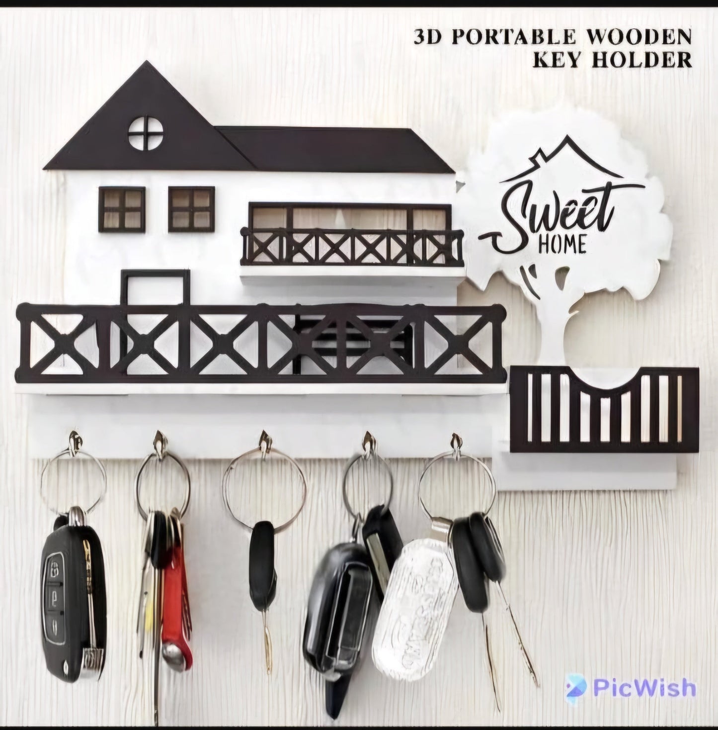 Multiple Purpose Wooden Wall Hanger|Mobile Charging Stand|key Holder|Mail Holder